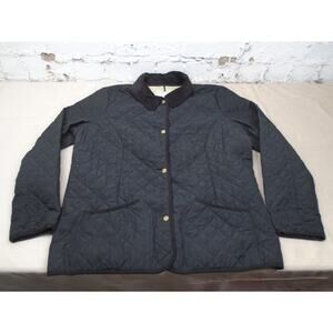 Old Navy Quilted Barn Jacket Women's Black Corduroy Collar Button Size XXL